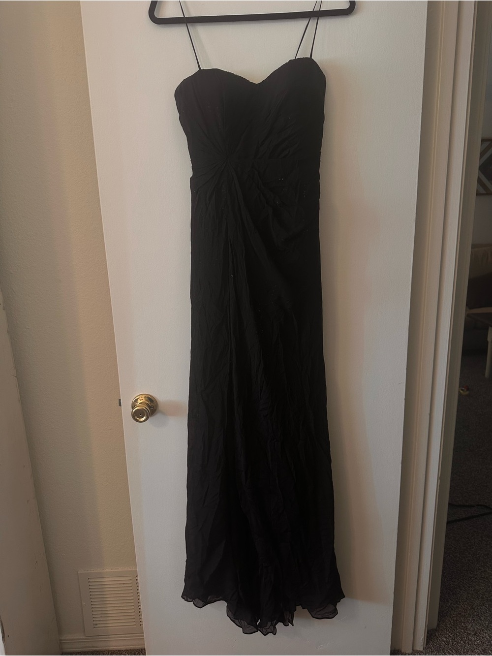 Aidan Mattox Black Strapless Ruched Evening Gown